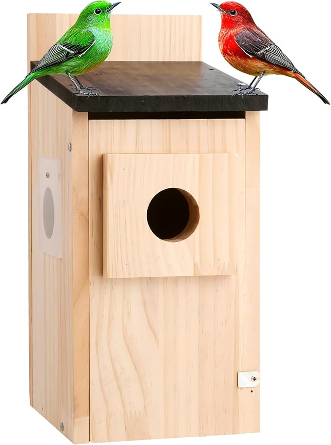 Birdhouse, Bird Houses for Outside, Weatherproof Bird House for Outdoors Cedar Bluebird House with Natural Wooden, Sturdy Nest Box for Chickadees, Titmice, Cardinals, Wrens
