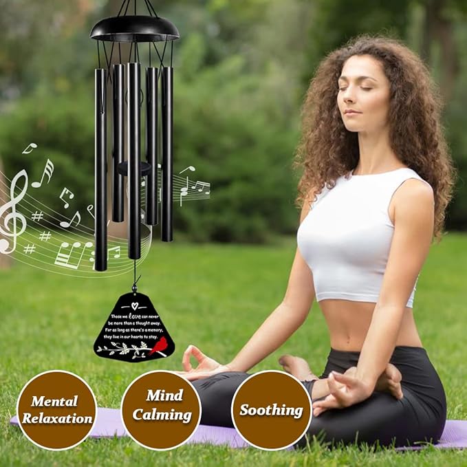 Memorial Wind Chimes,Sympathy Gift for Loss of Mother Father,30inch Sympathy Windchimes for Loss of Loved One,Cardinal Wind Chimes Outdoors Decor