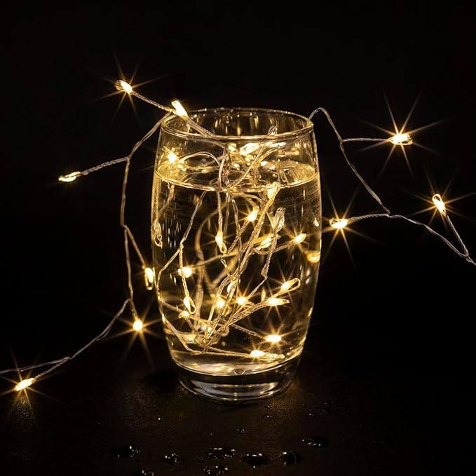 Fairy Lights Plug in, 10FT 100LED Firecracker String Lights Waterproof Silver Wire, for Bedroom/DIY/Party/Garden/Porch/Patio/Backyard/Christmas Tree, with Remote Timer & 8 Modes, Warm White
