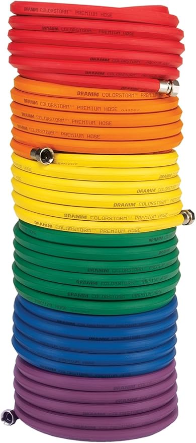 Dramm ColorStorm Premium Rubber Garden Hose, No Kink, Leak Proof Water Hose, Male Female Fittings, Made in USA, Hot & Cold Resistant, 518 Burst PSI, Berry, 5/8"x50'