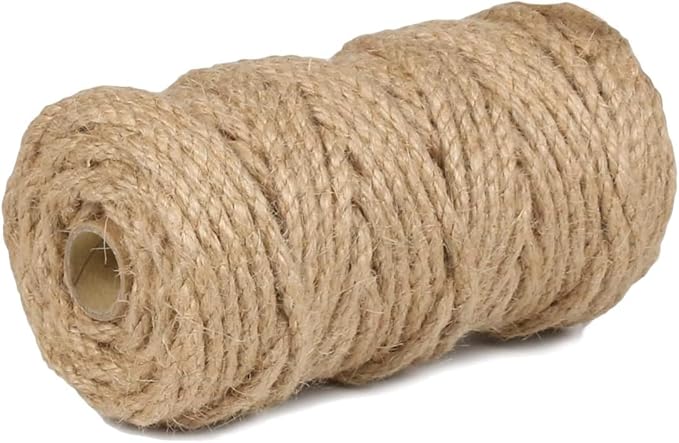 10Pcs 5mm Natural Jute Twine Rope 1050 Feet Twisted Heavy Duty Thick Twine for Cat Scratching Post Tree Craft Projects Garden Home Decoration Packing Bundling (Brown-105Feet/Roll)