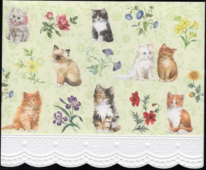 Poster Foundry Kittens Cats Portfolio Boxed Note Cards by Carol Wilson. 10 embossed 4x5 Die-Cut Notecards and Matching Envelopes in Decorative Gift Box with Magnetic Flap. NCP2371
