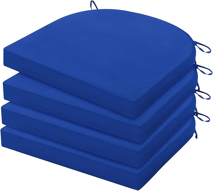 HARBOREST Outdoor Chair Cushions Set of 4, Water Resistant Patio Chair Cushions with Ties, Outdoor Seat Cushions for Patio Furniture, 17"x16"x2", Royal Blue