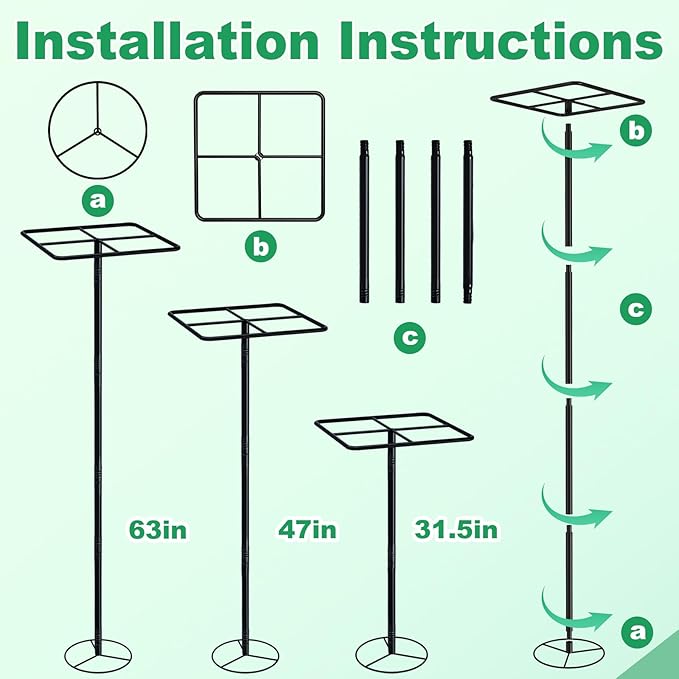 63'' Metal Dragon Fruit Trellis, Adjust Durable Dragon Fruit Plant Trellis Support Garden Fruit Stand for Vertical Climbing Plants Trees Cactus Roses Vines Outdoor Indoor,1 Pcs