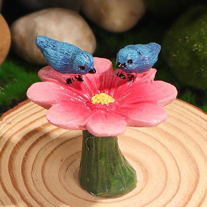 2Pcs Welcome Sign Fairy Garden Decor and Cute Flower Shaped Sculpture Statue Fairy Garden Decor House Miniature Garden Sculpture Statues Accessories