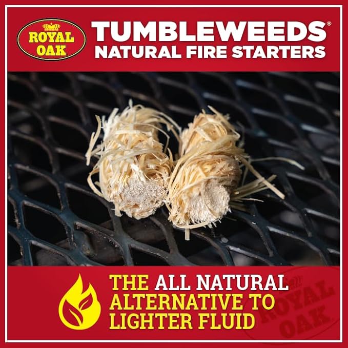 Royal Oak Tumbleweeds All Natural Fire Starter Charcoal Firestarter for Grilling, BBQ, Wood Stoves, Campfires, No Odor and Water Resistant, 40 Pack