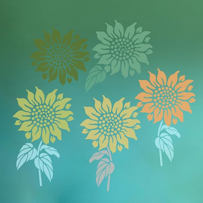 8 Pcs Large Flower Stencils for Painting, 11.81 X 11.81 Inch Flower Stencils for Crafts Reusable, Wood and Wall Stencils for Painting Large Pattern, DIY Templates Holiday Wall Paper (C)