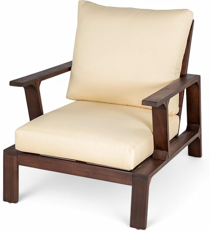 4 Pieces Outdoor Sofa Set 4-Person Patio Seating Group Outdoor Conversation Set with Cushions and a Coffee Table for Patios, Gardens, or Balcony, Dark Brown +Beige Cushion