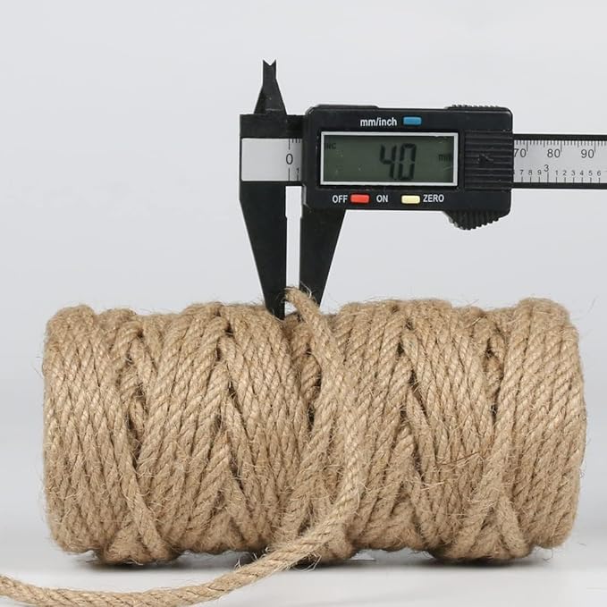 5Pcs 4mm Natural Jute Twine Rope 600 Feet Twisted Heavy Duty Thick Twine for Cat Scratching Post Tree Craft Projects Garden Home Decoration Packing Bundling (Brown-120Feet/Roll)