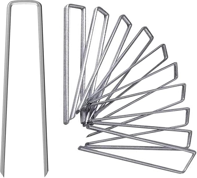 6 Inch Galvanized Garden Landscape Staples Stakes, 25 50 100 PCS Anti-Rust Garden Staples Tent Ground Stakes U-Shaped Landscape Pins for Secure Lawn Fabric, Decoration (25, 6 Inch)