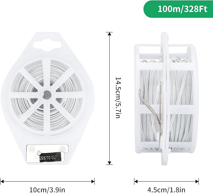 KINGLAKE 328 Feet Plastic Plant Twist Tie White Garden Plants Tie Multi-Use for Secure Vines,Plants