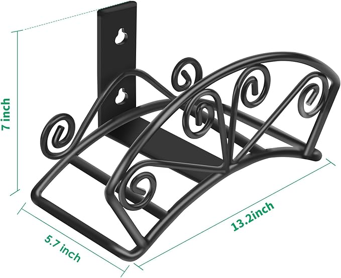 TomCare Garden Hose Holder Heavy Duty Water Hose Holder Solid Metal Hose Hanger Wall Mount Decorative Durable Garden Hose Storage Hose Reel Hose Organizer for Outside Yard, Black