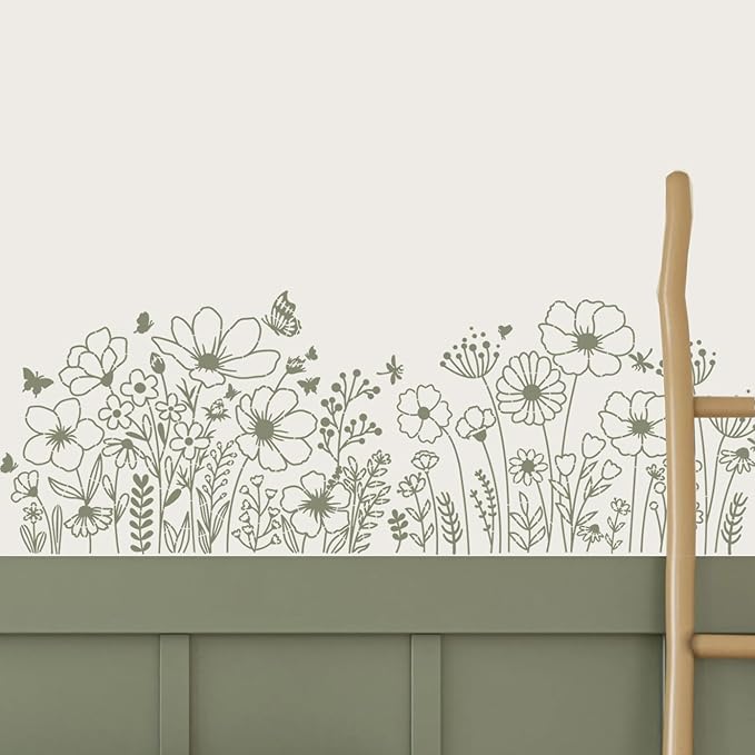 Large Flower Stencils for Painting on Walls Fence Wildflower Stencils Reusable Floral Stencil for Crafts Canvas Fabrics Furniture Outdoors