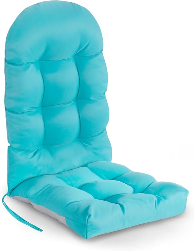 GREENVINES Adirondack-Chair-Cushion | Polyester | Waterproof | Outdoor High Back Rocking Chairs Cushions | Seat with Ties | Non-Slip | Thickened Pad for Patio | 44.5" x 17.3" x 4.1" | Arctic