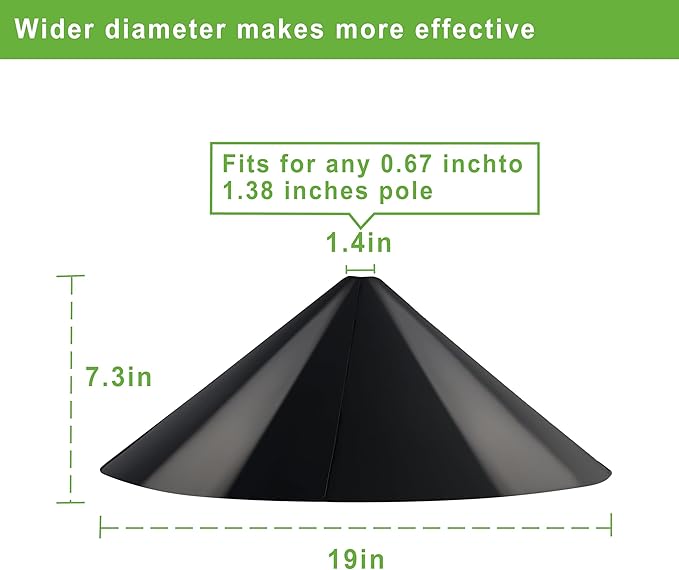 Squirrel Baffle 19 Inch for Bird Feeder Pole, Guaranteed Squirrel Proof, Weather-Resistant & Easy Install
