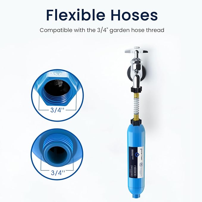 GLACIER FRESH Garden Hose End Pre-Filter for Swimming Pool, Hot Tubs, Spa, Inflatable Pool, Ponds, Greatly Reduces Bad Taste, Odors, Chlorin and Sediment, up to 8,000 Gallons, 4 Pack