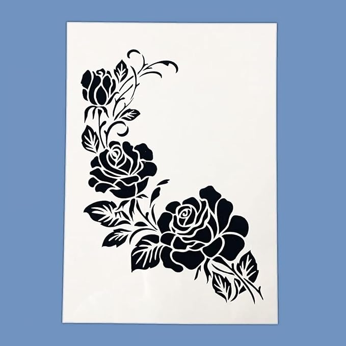 TIAMECH A4 Reusable Flower Stencil for Painting - Bouquet Rose Layering Template, DIY Wall Art, Wood Furniture, Scrapbook & Crafts (8.3x11.7inch)
