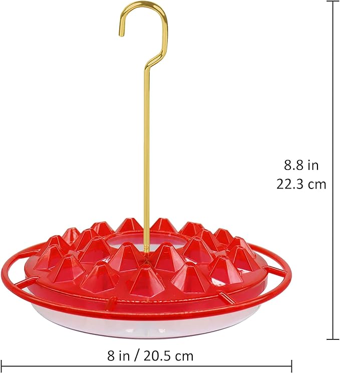 Hummingbird Feeders for Outdoors Hanging [Set of 2] 10 oz Wild Bird Feeder with 25 Feeding Ports, Built-in Ant Moat, Leak-Proof, Easy to Clean with Cleaning Brush