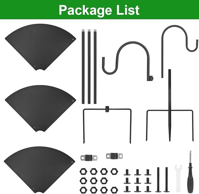 Bird Feeder Pole with Squirrel Baffle, 80" Tall Heave Duty Pole with Double Shepherd Hook 5 Prongs Base for Outdoor Hummingbird Feeders (No Bird Feeder)