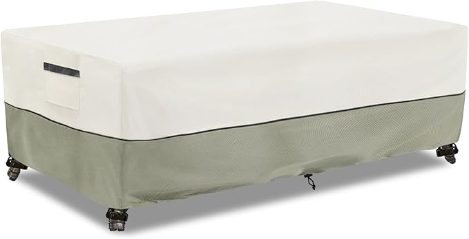 Outdoor Coffee Table Cover,Waterproof Rectangular Patio Small Side Table Cover,36 x 24 x 16 inch,Outdoor Table Covers Waterproof Rectangle,White&Grey-Green.