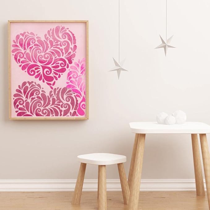 10x10 Inch Large Mandala Heart Stencil for Painting on Wood, Canvas, Paper, Fabric, Walls and Furniture - Boho Stencil - Reusable DIY Art and Craft Stencils - Heart Templates