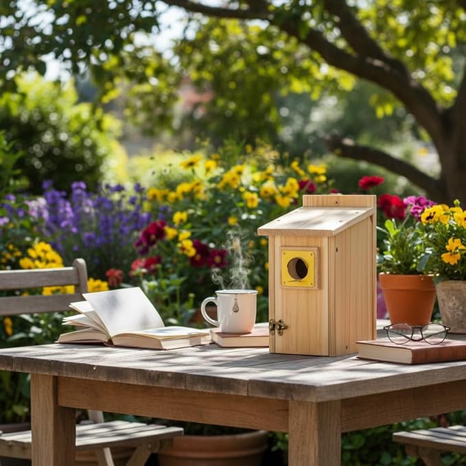 2 Pack Bird Houses for Outside Clearance with Copper Guard, Cedar Bird House Outdoor, Bluebird Finch Swallow Wren Chickadee Assembly Required,Lacquer Finished,Outdoor 5 Years Usage