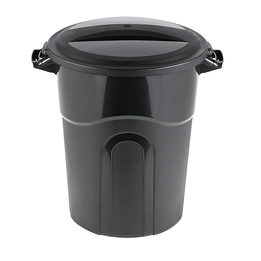 20 Gallon Heavy Duty High-Density Plastic Trash Can with Snap-Lock Windproof Lid & Ergonomic Handles – Indoor/Outdoor Garbage Collection, Black