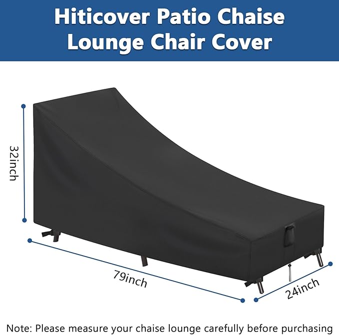Chaise Lounge Cover, 2 Pack Waterproof Outdoor Lounge Chair Covers for Patio Furniture, Pool Lounge Chair Outdoor Furniture Covers - 79 x 24 x 32 Inch