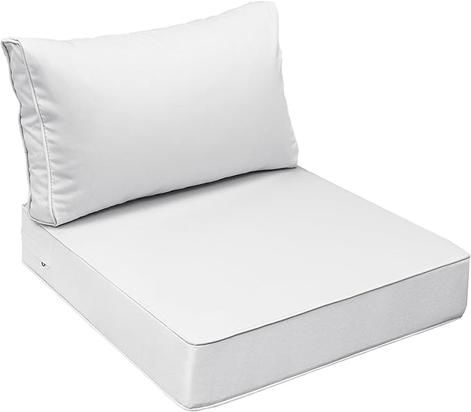 AAAAAcessories Outdoor Seat Cushions for Chairs, Fade-Resistant, Waterproof Patio Furniture Replacement Cushions, 23" x 23" x 5" + 23" x 13.5", Creamy White