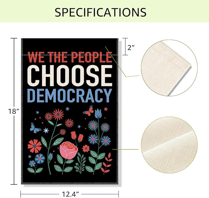 RZHV We The People Choose Democracy Double-Sided Garden Flag for Outdoor House Yard Sign Garden Decor Parade, Political Social Justice Outdoor Banner, Inclusive Freedom Yard Sign Decor