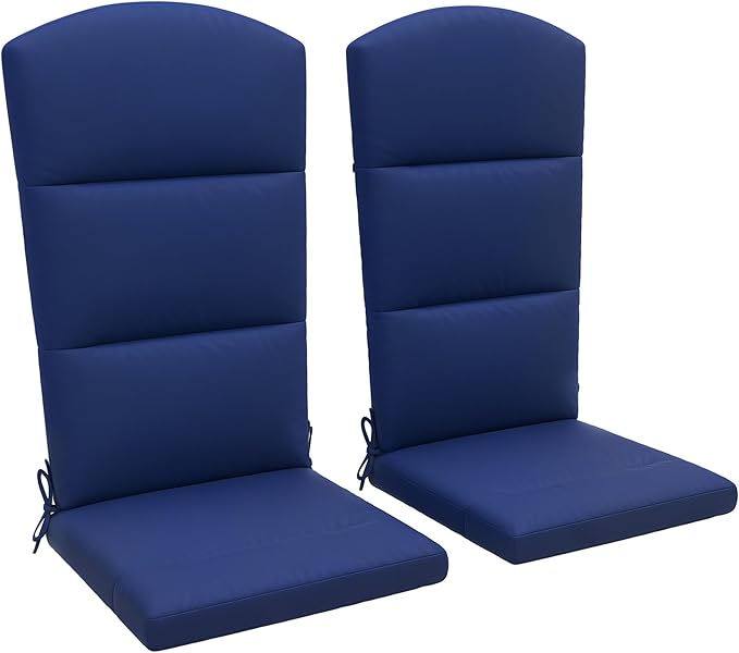Outsunny 2 Piece Adirondack Chair Cushions, 59 x 20.5 x 2 inch Outdoor Chair Cushions for Fire Pit Chairs with Seat, Back, Ties, Water Repellent Replacement Patio Seat Pads, Blue