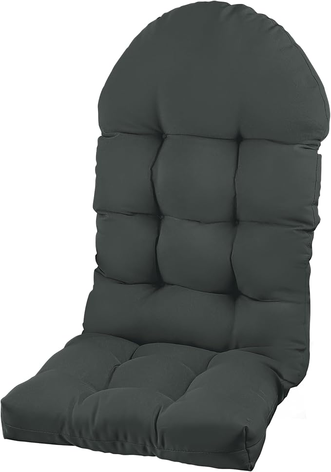 Large Adirondack Chair Cushion, Rocking Chair Cushion 50x20.8x4 inch, High Back Patio Cushions of Upper and Lower with Ties, Sunscreen and Fade-Resistant (Dark Grey, 1)