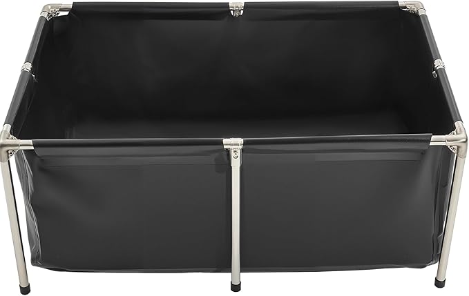VEVOR Canvas Fish Pond, 126.8 Gal Above Ground Fish Pond, Foldable PVC Koi Tank, Rectangular Goldfish Tank with Stable Frame and Drain Valve, for Aquaculture, Koi Breeding, and Irrigation (Black)