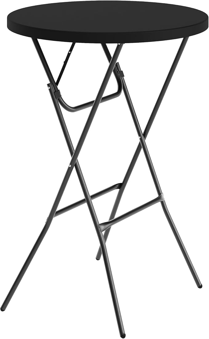 Flash Furniture Elon Round Folding Bar Height Table for Parties and Commercial Events, Indoor/Outdoor Plastic Bar Height Folding Table, 32", Black