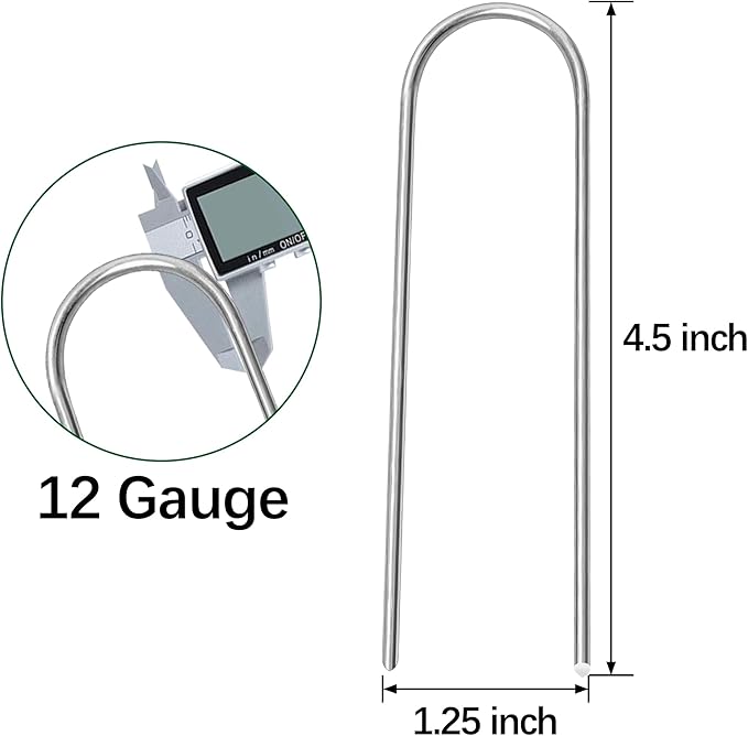50 Pack Garden Stakes 4 Inch U-Shaped Drip Irrigation Stakes Galvanized Landscape Staples Garden Pins Yard Lawn Ground Stakes for Soaker Hose Drip Line Tubing Landscape Fabric Weed Barrier