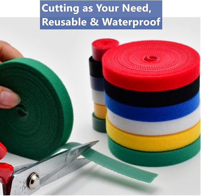 Plant Ties 65.6 Feet, Plant Tape Reusable Nylon Hook and Loop Tape, Garden Strap for Climbing Plants Supports, Tree Ties for Flower Vine Tomato Branches, Cable Wire (Black)