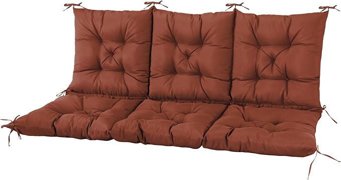 NACATIN 3 Seat Cushion for Outdoor Swing - 60x40 inches, 4" Thick Porch Swing Cushions with Ties and Storage Bag, Waterproof Bench Cushions for Patio, Outdoor, Backyard and Garden (Dark Brown)