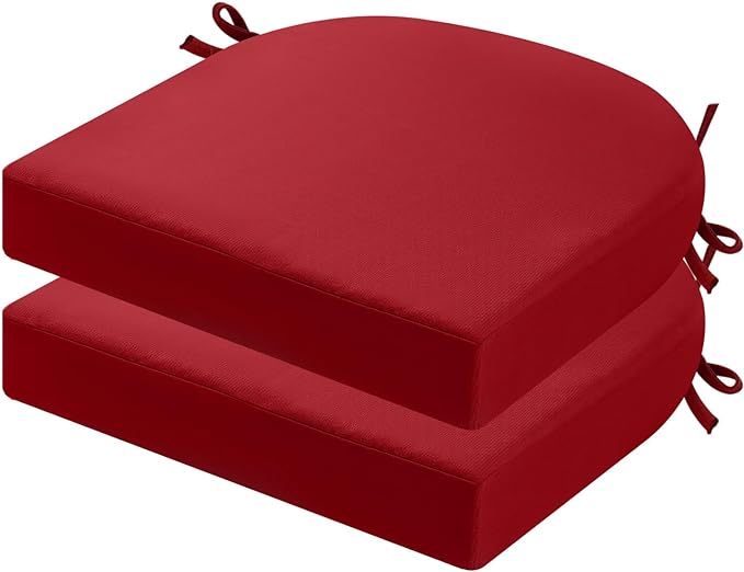 idee-home Outdoor Chair Cushions Set of 2, Thick 17" x 17" x 2" Outdoor Seat Cushions Patio Furniture Waterproof with Ties, Dining Pads