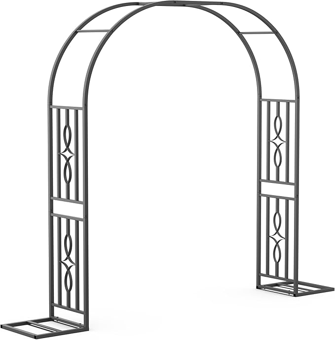 Metal Garden Arch, Heavy Duty Garden Trellis for Climbing Plants, with Enlarged Base for Stability, Ideal for Wedding Arches & Party Decorations, 71" W x 87" H