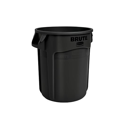 Rubbermaid Commercial Products BRUTE Heavy-Duty Round Trash Can with Venting Channels, 20-Gallon, Black, Waste Container for Landscapers/Construction Sites/Restaurants/Offices/Warehouses/Home/Driveway