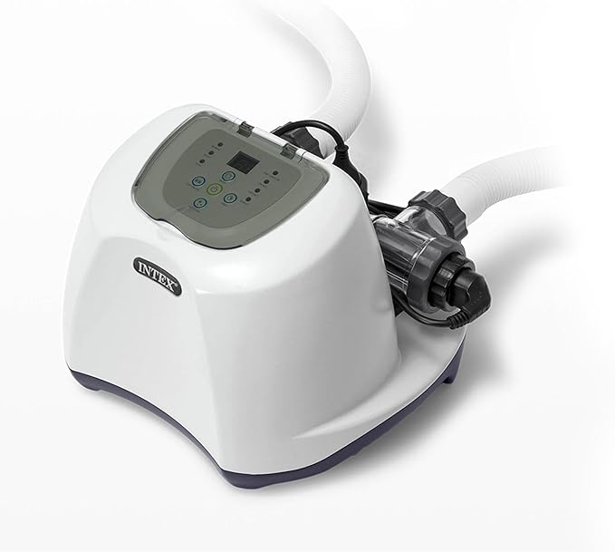 Intex 2100 GPH Above Ground Pool Sand Filter Pump Bundled with Krystal Clear Saltwater System, Improved Circulation and Filtration