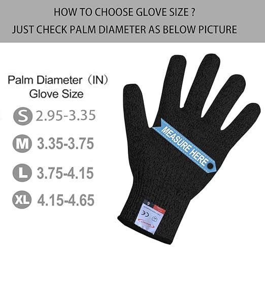 Cut Resistant Gloves, 2 Pairs of Cut Resistant Gloves for Kitchen, Oyster Shucking, Fish Fillet Processing, Carving Wood and Gardening (Medium-Black)