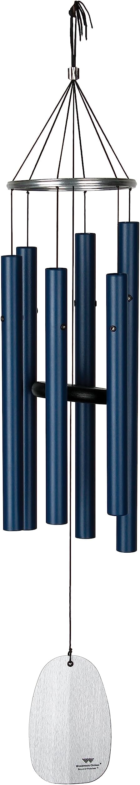 Woodstock Wind Chimes for Outside, Garden, Patio, Porch and Outdoor Decor (32") Bells of Paradise Pacific Blue Decorative Wind Chime Gifts (BPMPB)