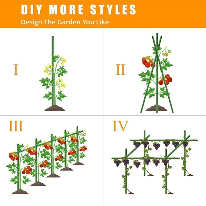 Garden Stakes 48 Inches Heavy Duty Steel Tomato Stake, Plastic Coated Support for Securing Trees, Climbing Plants, Cucumber, Beans, Pack of 20