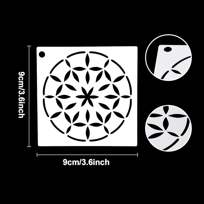 Augshy Mandala Stencils, 56 Pack Mandala Dot Painting Stencils for DIY Rock Art Projects on Wood Furniture Decoration (3.6x3.6 inch)