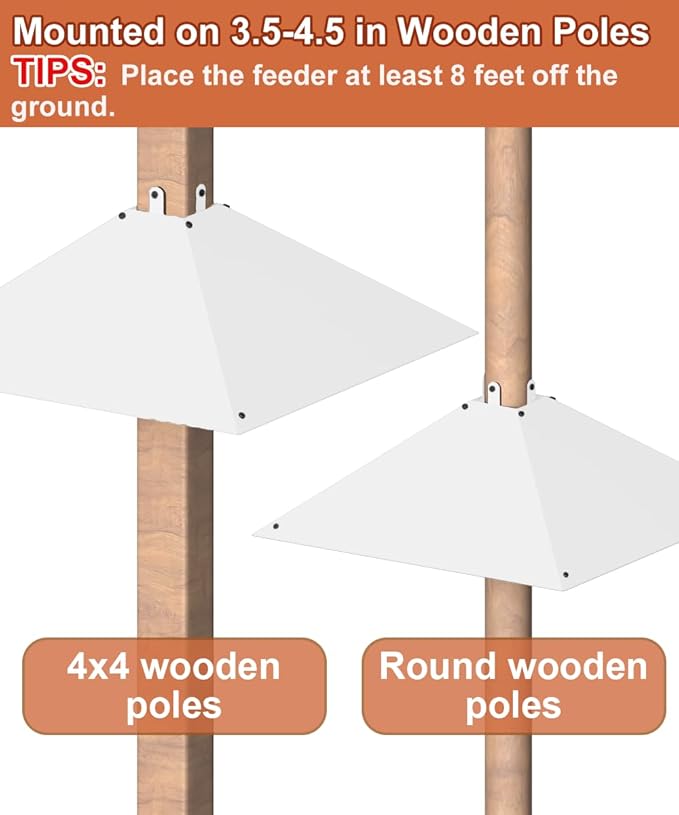 Metal Squirrel Baffle for 4x4 Post, Outside Wooden Pole Mount Squirrel Guards for Bird Feeders, 17 Inch Squirrels Deterrents Stopper to Deter Racoons, White, 1pcs