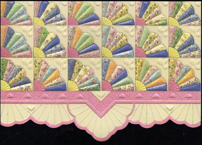 Poster Foundry Fan Quilt Portfolio Boxed Note Cards by Carol Wilson. 10 embossed 4x5 Die-Cut Notecards and Matching Envelopes in Decorative Gift Box with Magnetic Flap. NCP2357