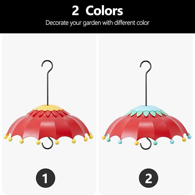 Baffle for Bird Feeder Cover Dome Rain with 3 Hooks, Suitable for Hummingbird Feeders and Wild Bird Feeders,Built-in Ant Moat,Protective Cover for Hanging Bird Feeders,14 inches, Purple (Red)