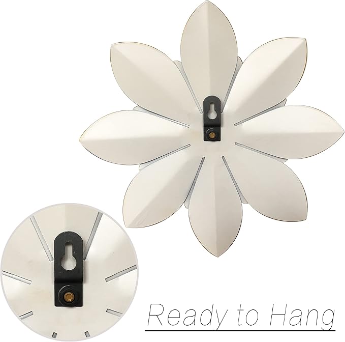 Metal Flower Wall Art Decor, 9.5“ Rustic Modern Floral Sculpture, Distressed Iron Wall Hanging Home Decoration Accent Artworks for Indoor Kitchen Bedroom Living Room Office Outdoor Garden Patio