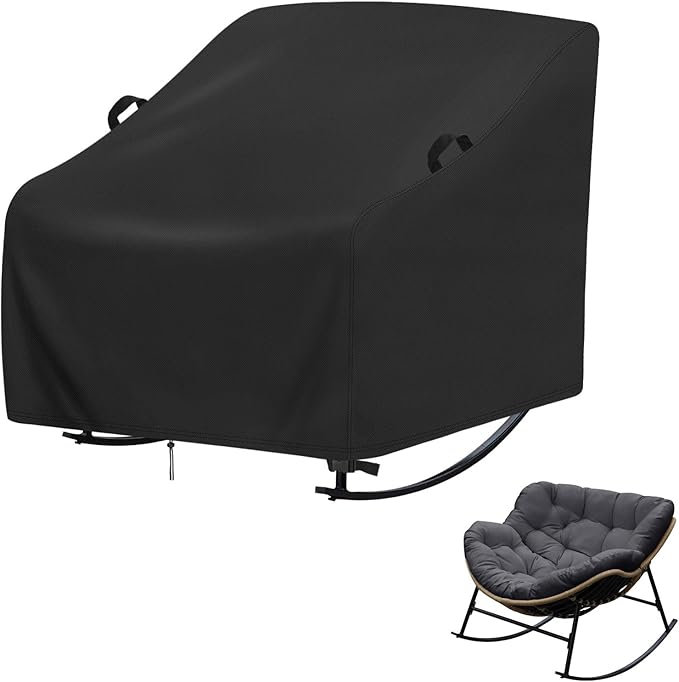 Patio Rocking Chair Cover,Waterproof-Cover for Oversized Papasan Chair,Heavy Duty Covers for Indoor Outdoor Large Egg Rocking Chairs,Comfy Recliner Glide-Cover(1-Pc,41x45x30in)